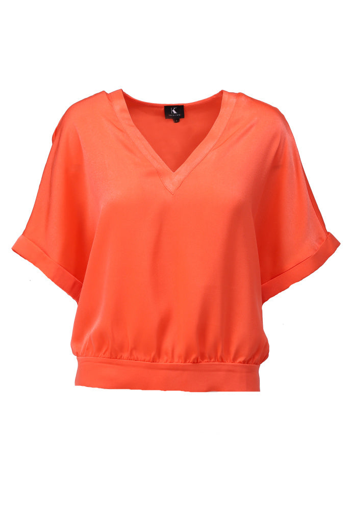 K-design - Top met V-hals (A672Orangeade) - What Els!
