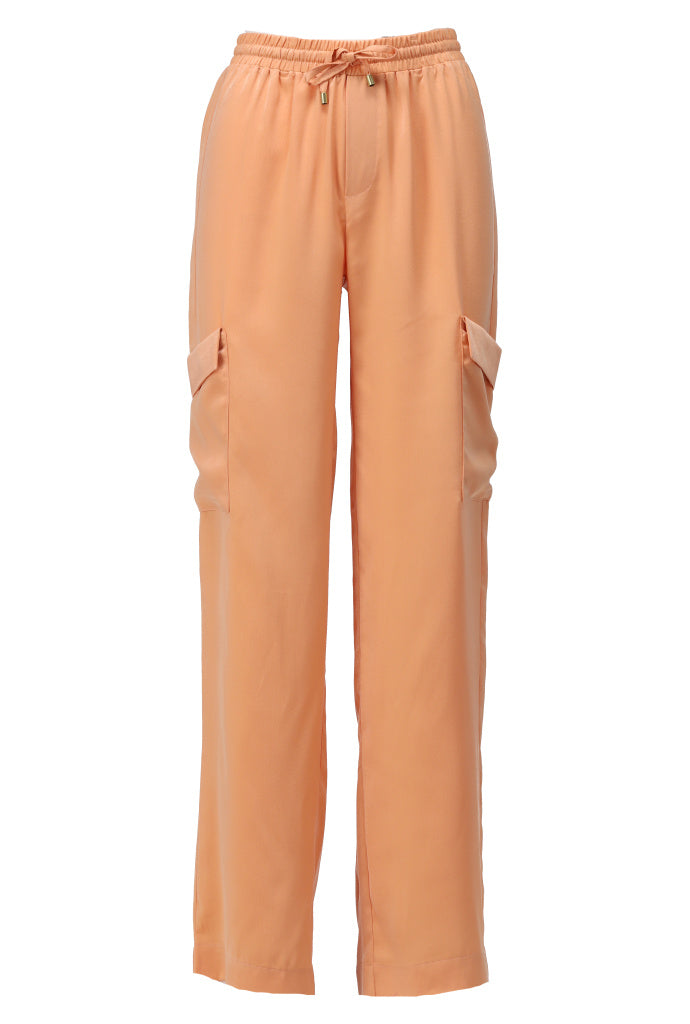 K-design - Cargo broek in satijn look (A673Coral sands) - What Els!