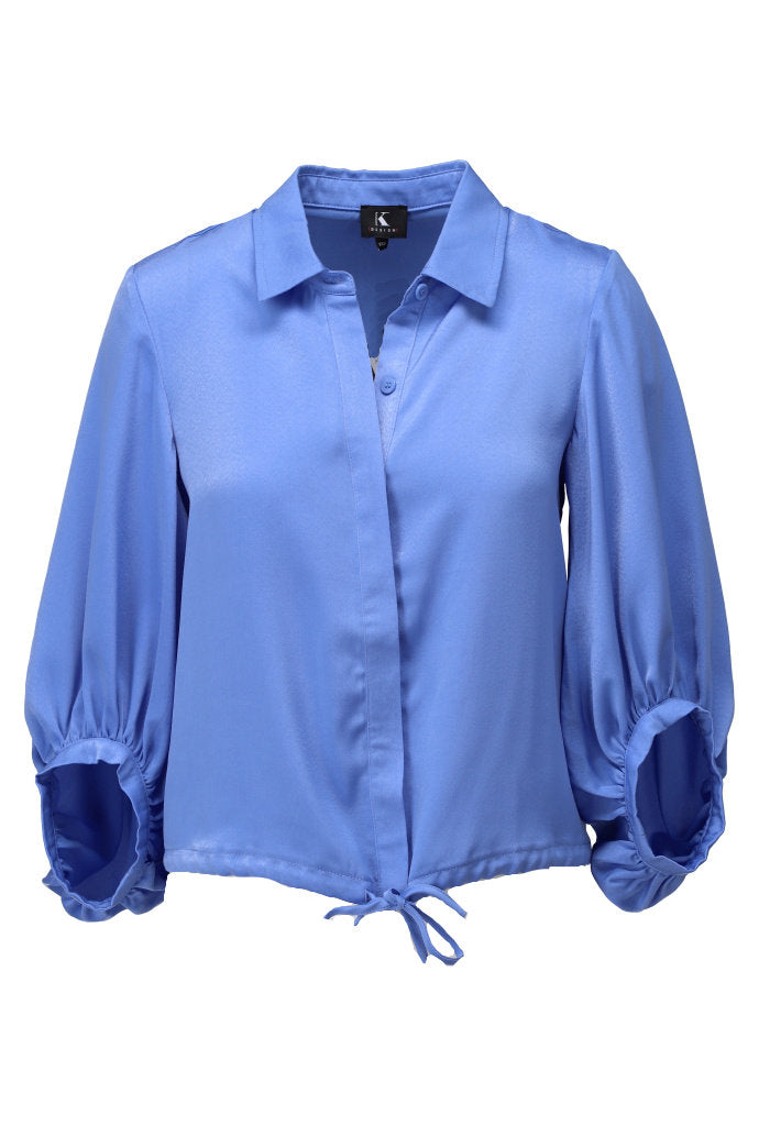 K-design - Blouse in satijn look (A674Blue bonnet) - What Els!