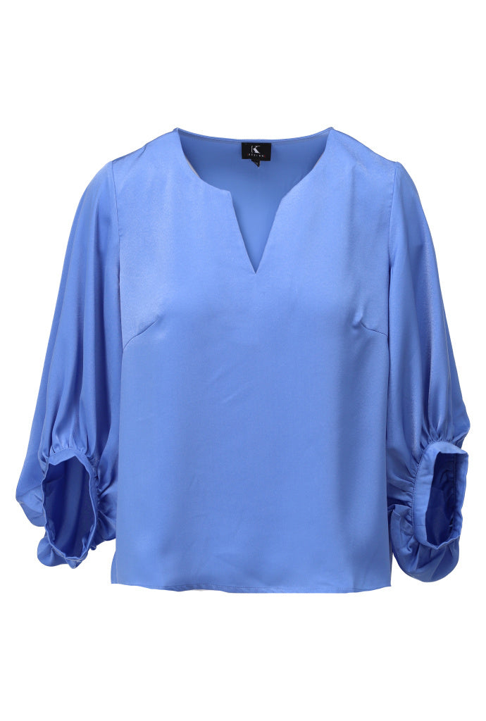 K-design - Top in satijn look (A676Blue bonnet) - What Els!