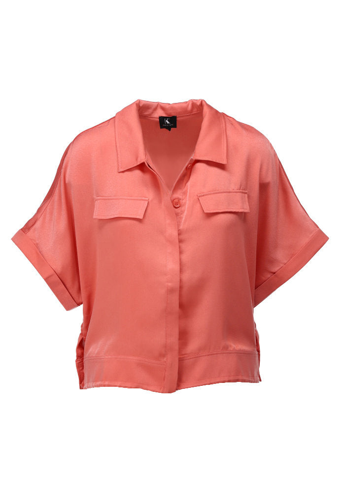 K-design - Blouse met zakken (A678Apricot brandy) - What Els!