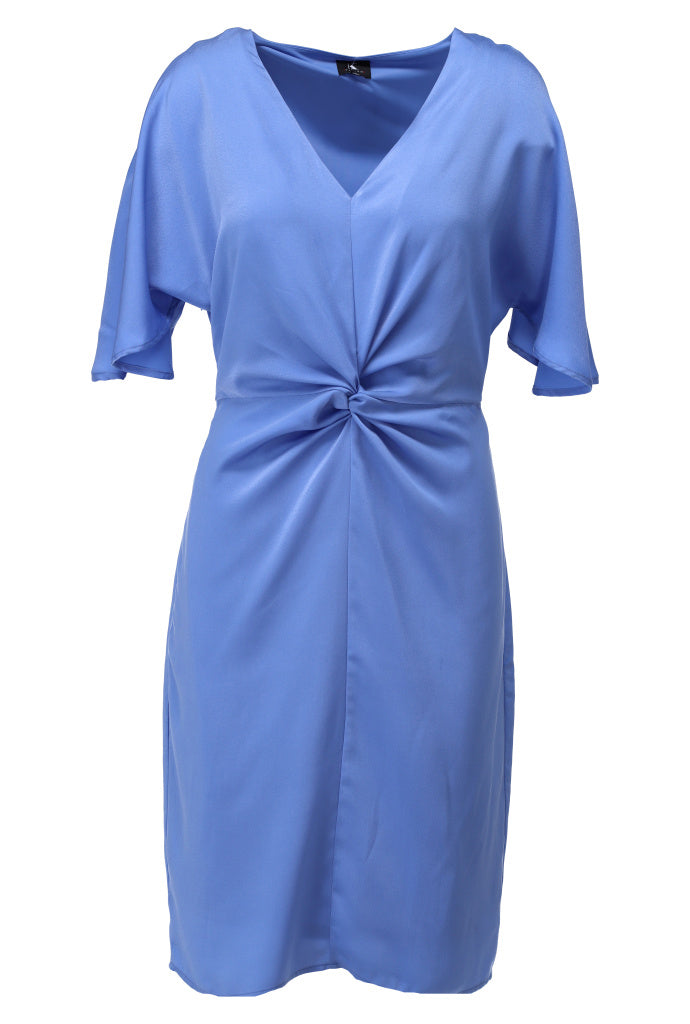 K-design - Mini Dress met V hals (A679Blue bonnet) - What Els!