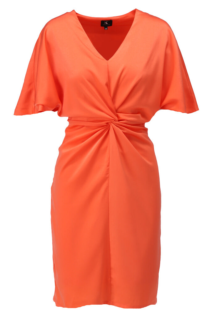 K-design - Mini Dress met V hals (A679Orangeade) - What Els!