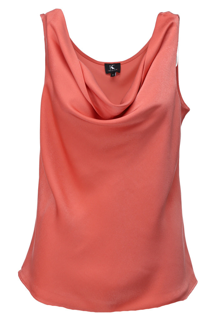 K-design - Mouwloze top in satijn look (A681Apricot brandy) - What Els!