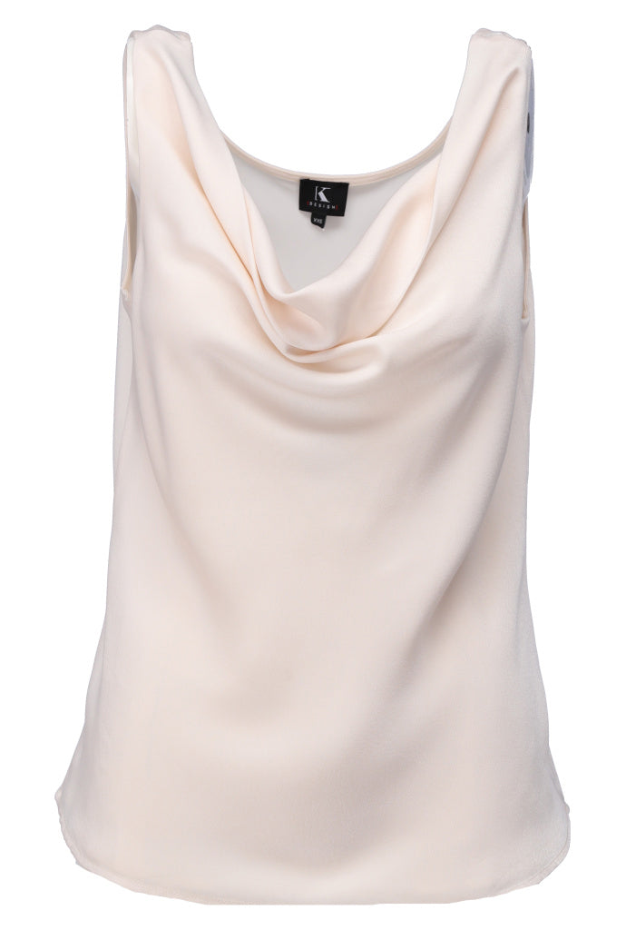 K-design - Mouwloze top in satijn look (A681Birch) - What Els!