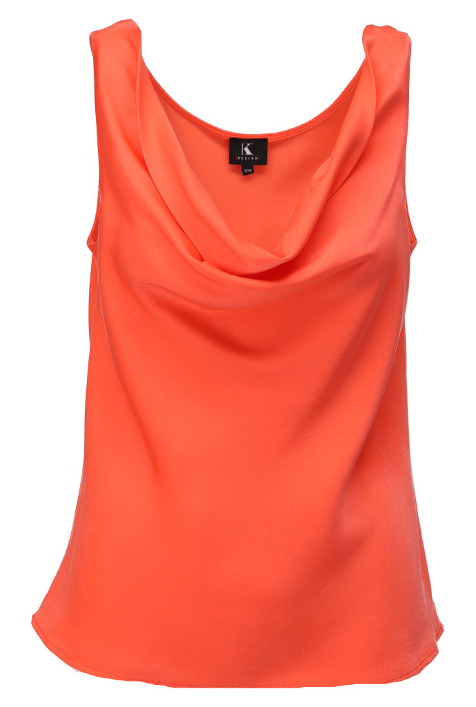 K-design - Mouwloze top in satijn look (A681Orangeade) - What Els!