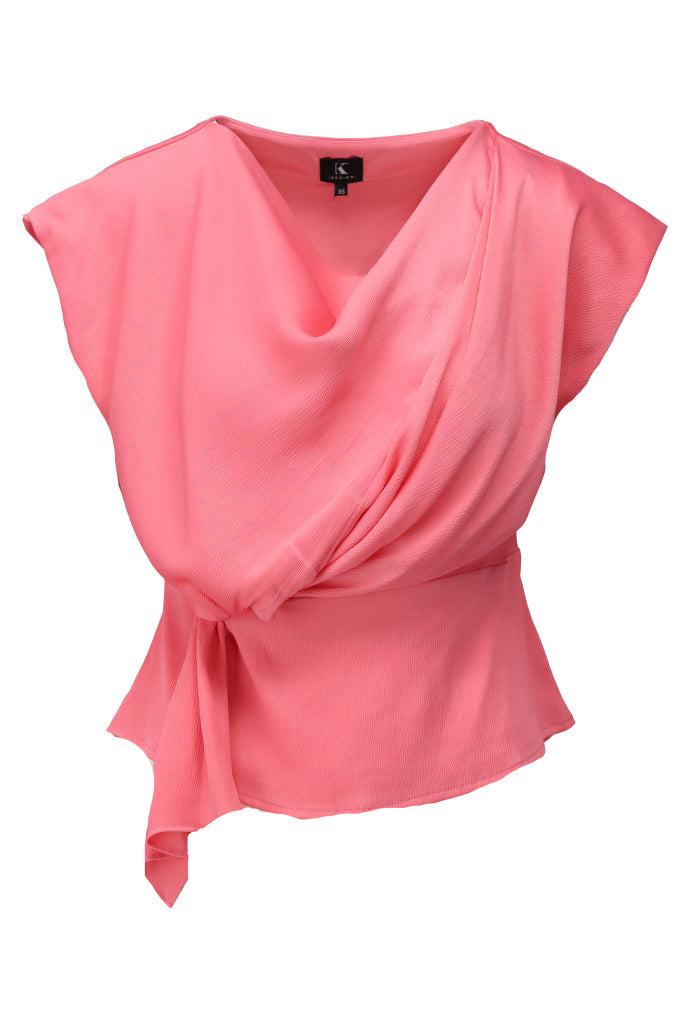 K-design - Top met speciale knoop (A691Strawberry pink) - What Els!