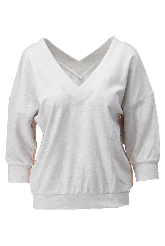 K-design - Pull met dubbele V-hals (A708Light grey mélange) - What Els!