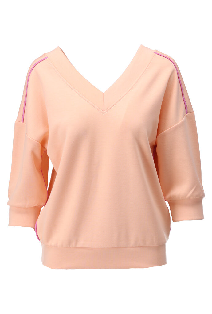 K-design - Pull met dubbele V-hals (A708Peach nectar) - What Els!
