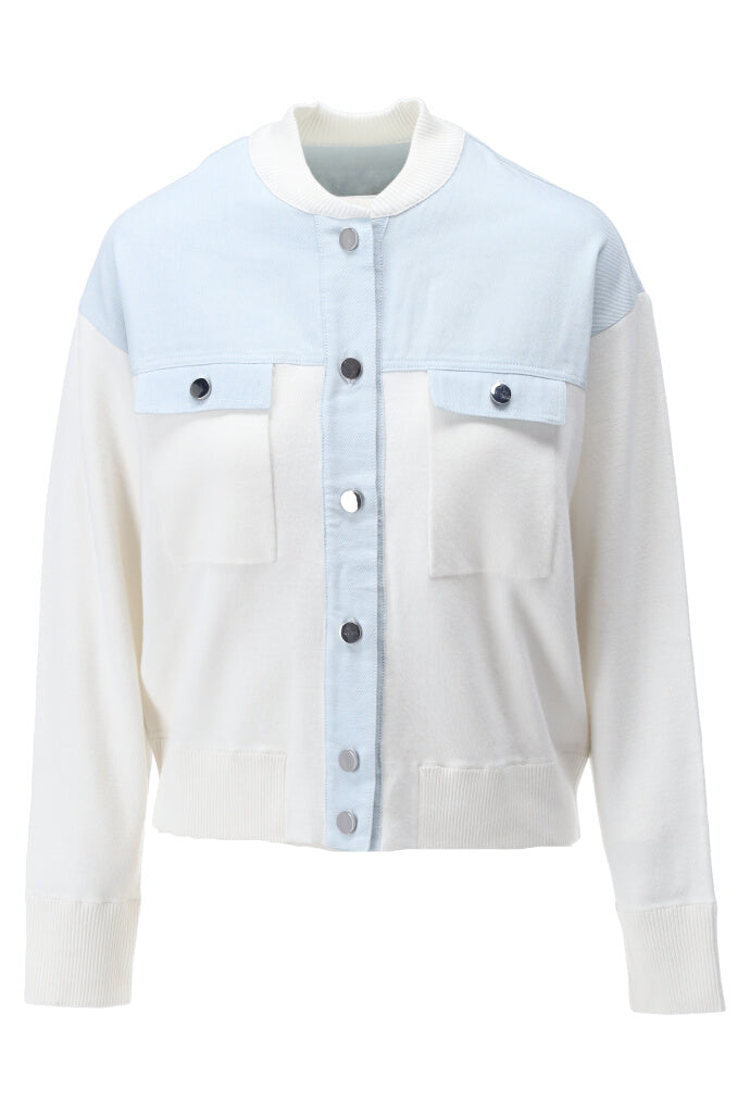 K-design - Pull met knopen, zakjes en jeans details (A731Off white) - What Els!