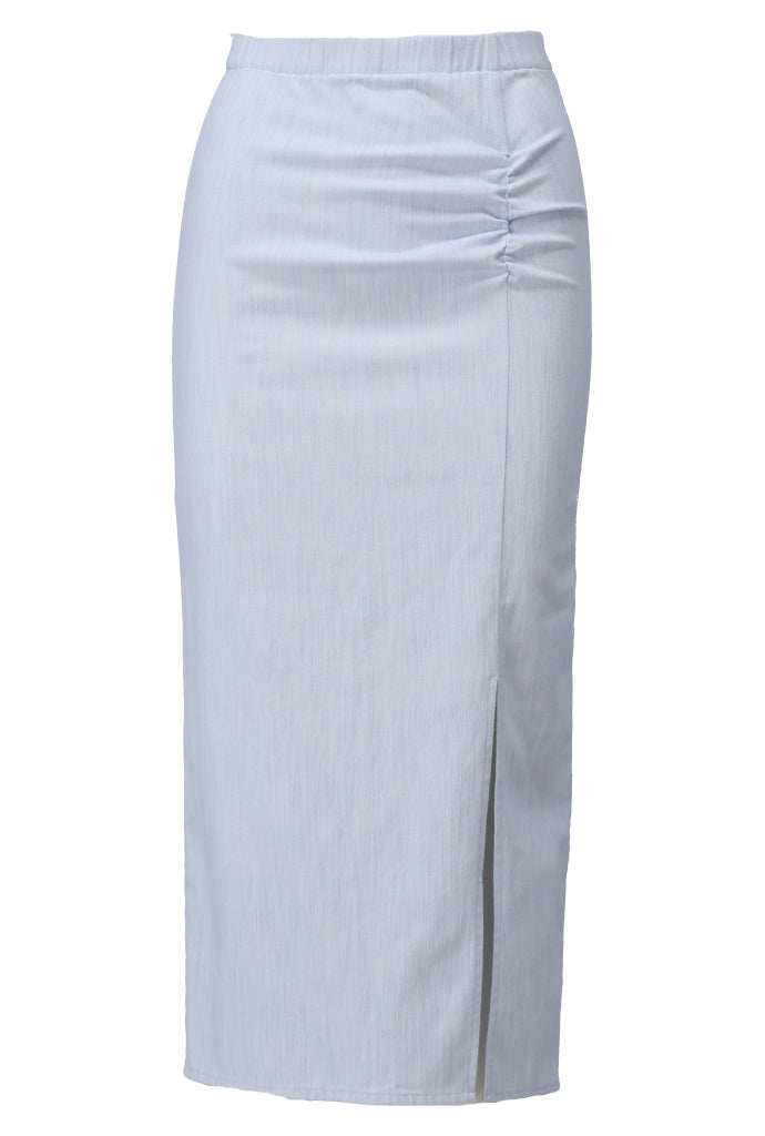 K-design - Rok in jeans look met split (A735Light blue jeans) - What Els!