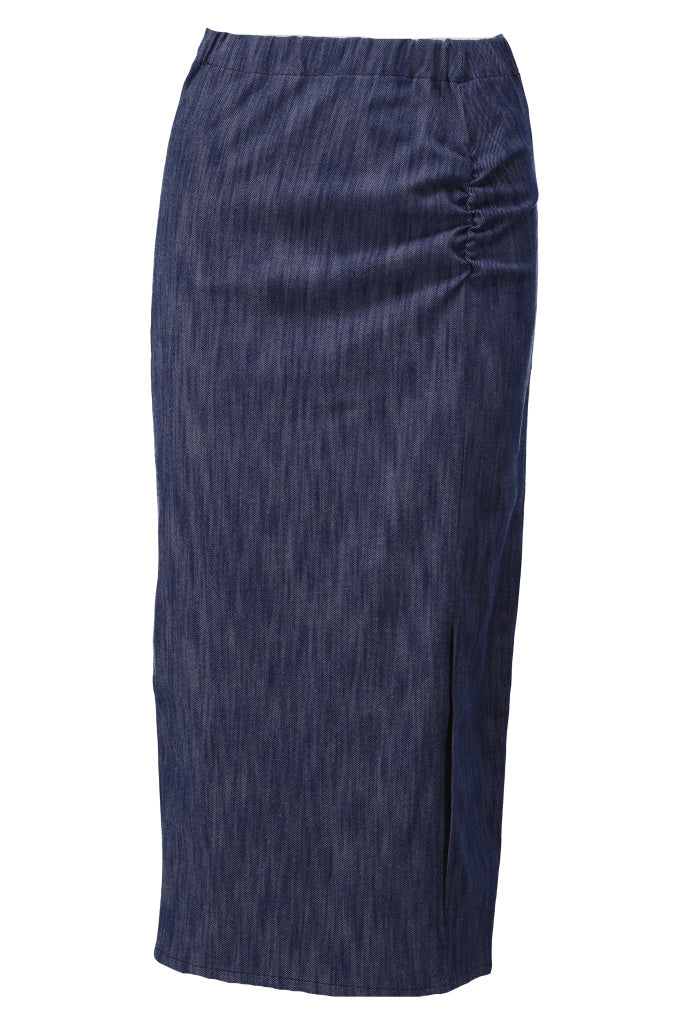 K-design - Rok in jeans look met split (A735Dark blue jeans) - What Els!