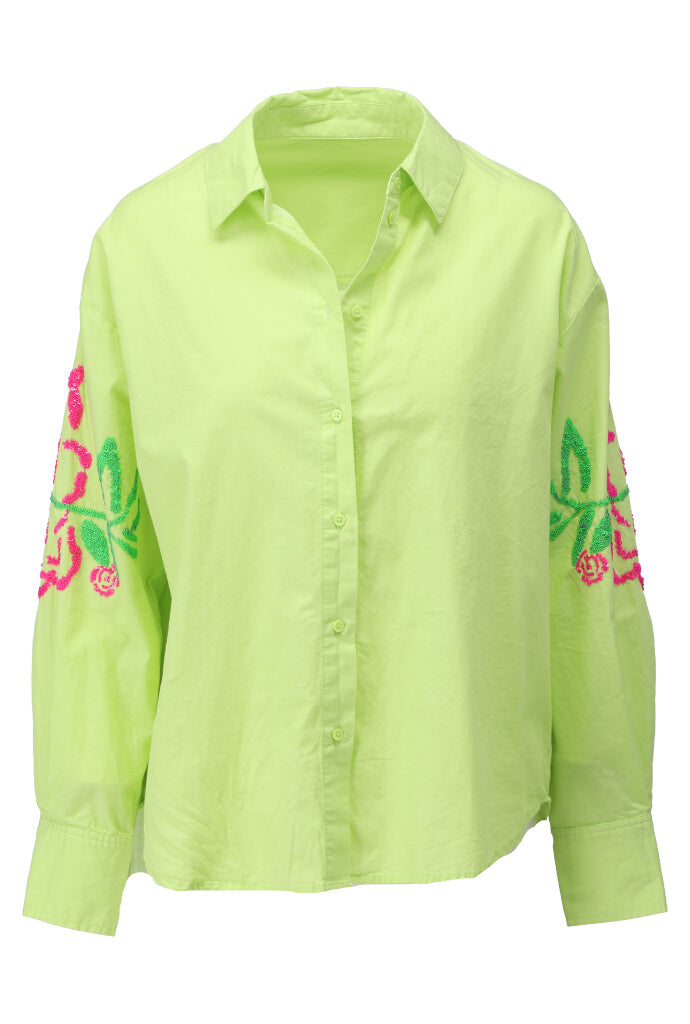 K-design - Oversized blouse met rozen (A750Sharp green) - What Els!