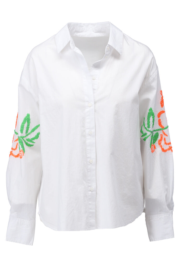 K-design - Oversized blouse met rozen (A750White) - What Els!