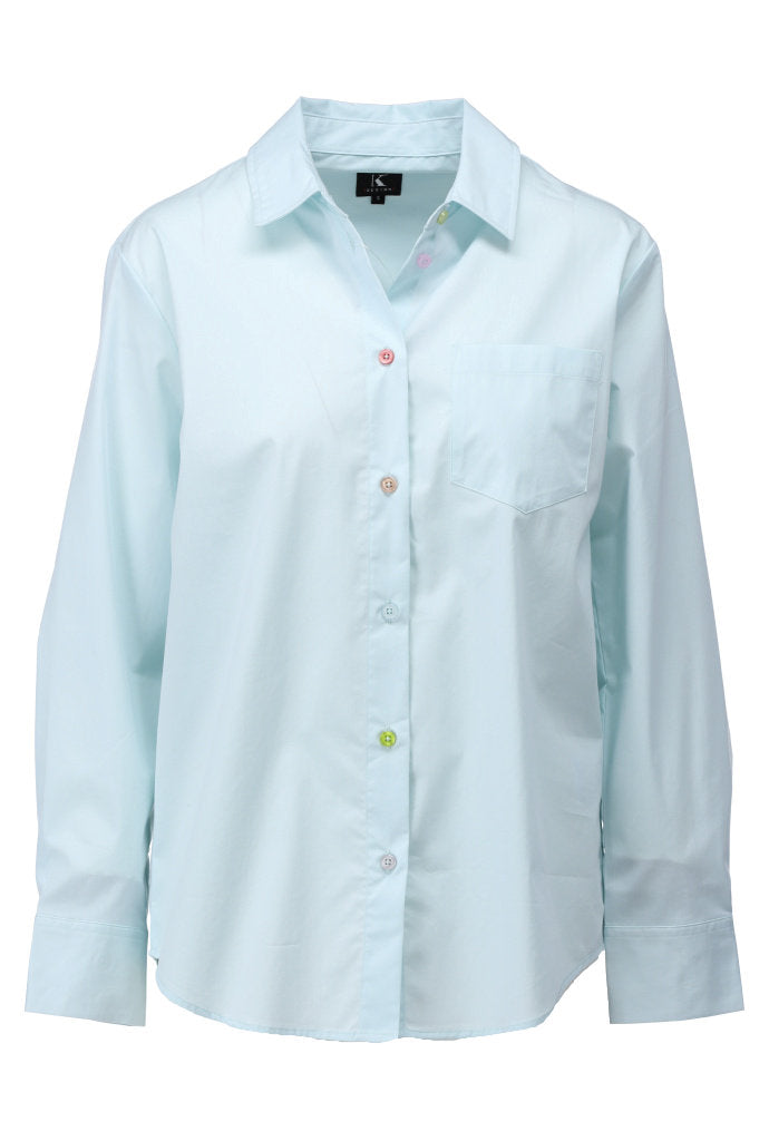 K-design - Blouse met gekleurde knopen (A754Wan blue) - What Els!