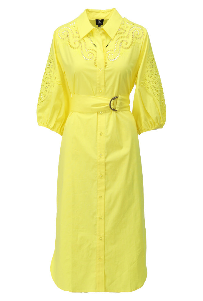 K-design - Maxi dress met borduursel en stoffen riem (A760Aurora) - What Els!