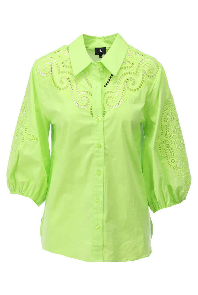 K-design - Blouse met borduursel (A762Sharp green) - What Els!