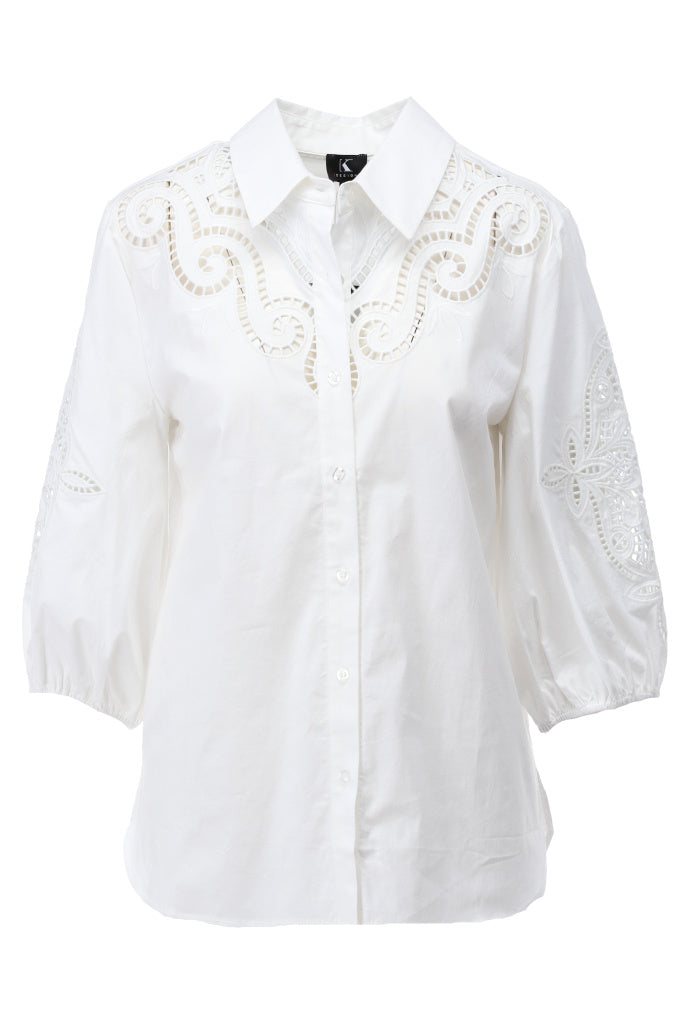 K-design - Blouse met borduursel (A762White) - What Els!