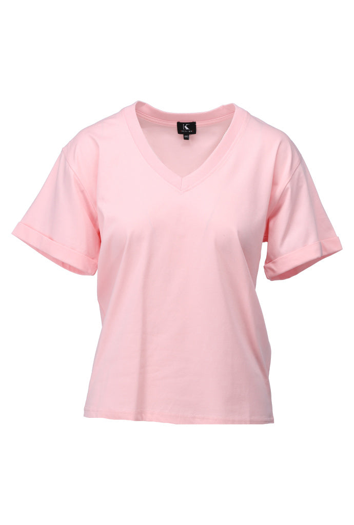 K-design - T-shirt met V-hals (A790White) — packshot barely pink