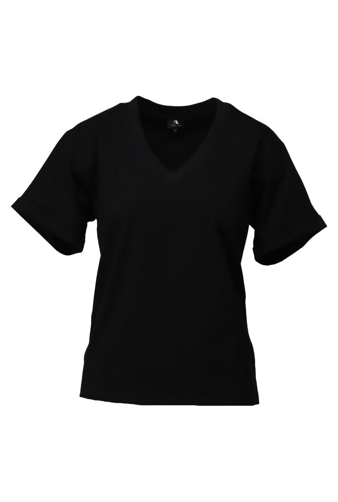 K-design - T-shirt met V-hals (A790White) — packshot black
