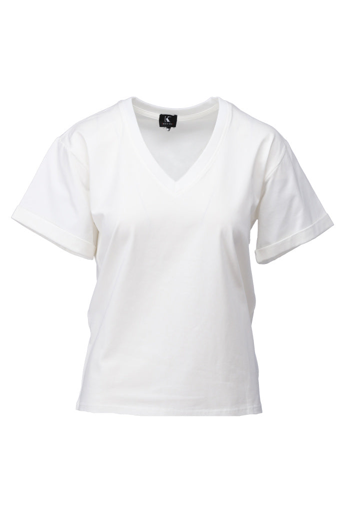 K-design - T-shirt met V-hals (A790White) — packshot ecru