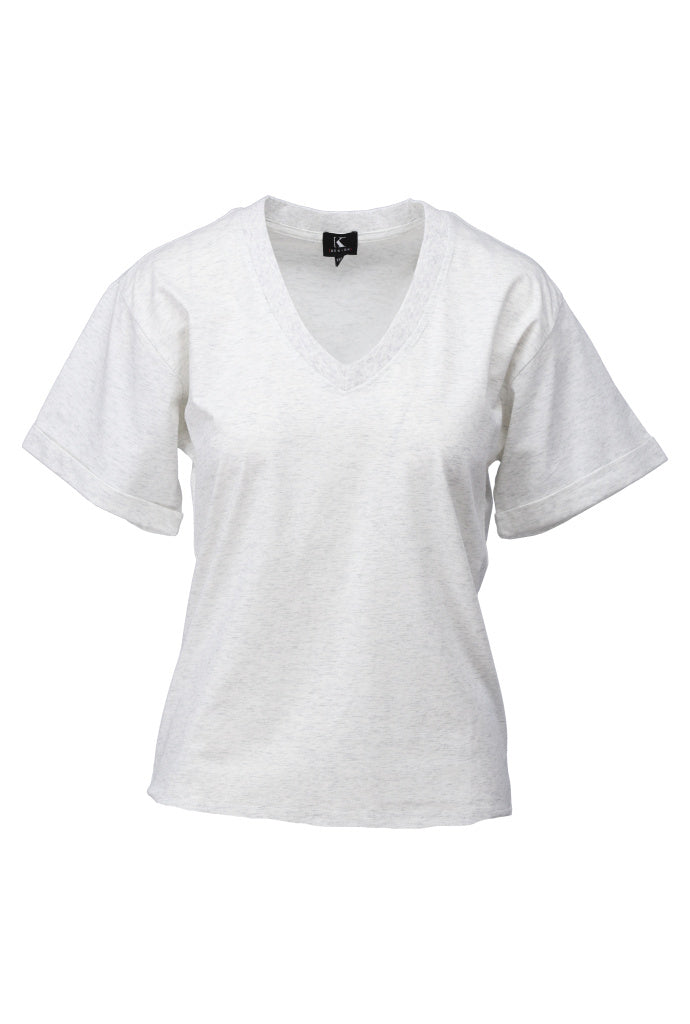 K-design - T-shirt met V-hals (A790White) — packshot grey melange