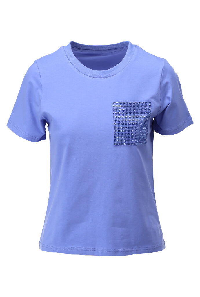 K-design - T-shirt met strass zakje (A793Lavender) - What Els!