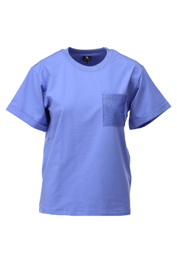 K-design - T-shirt met strass zakje (A793Ecru) — packshot lavender