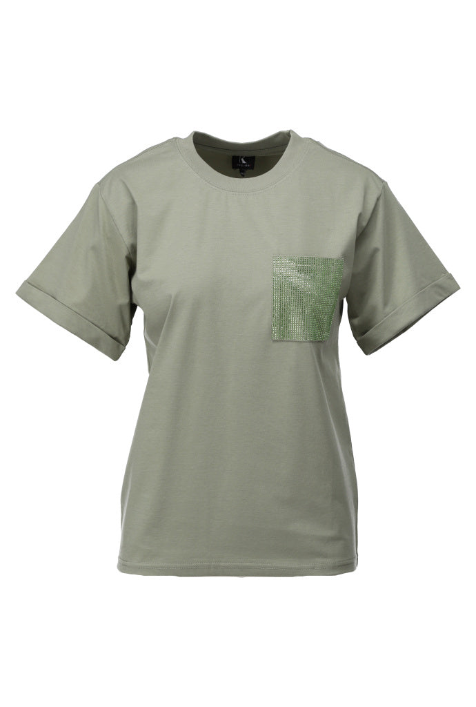 K-design - T-shirt met strass zakje (A793Tea) - What Els!