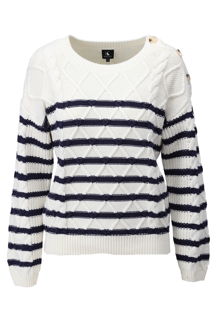 K-design - Pull in marine stijl (A800Ecru) - What Els!