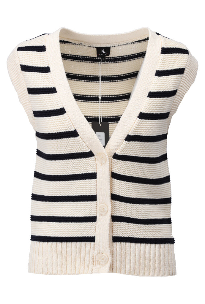 K-design - Gilet marine stijl (A802Ecru) - What Els!