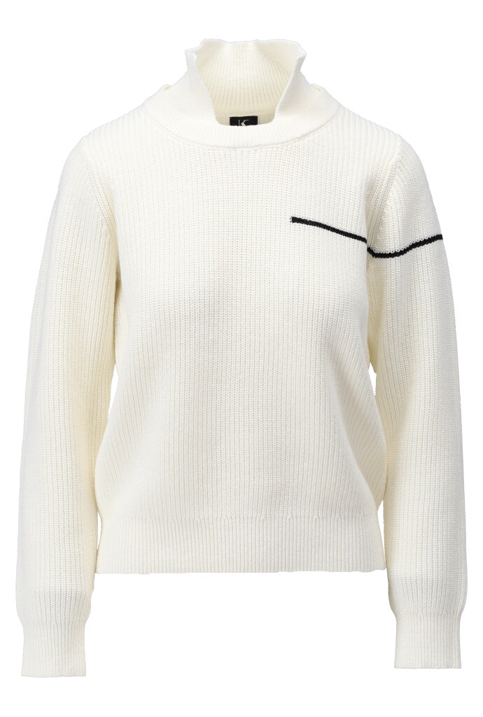 K-design - Pull met opstaande kraag (A804Ecru black) - What Els!
