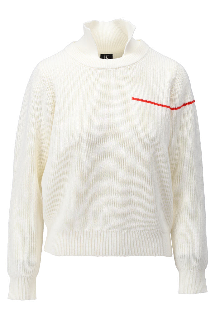 K-design - Pull met opstaande kraag (A804Ecru poppy red) - What Els!