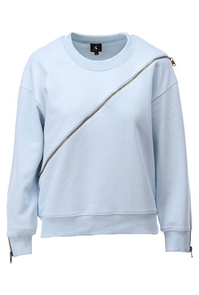 K-design - Pull met ronde hals en ritsen (A805Baby blue) - What Els!