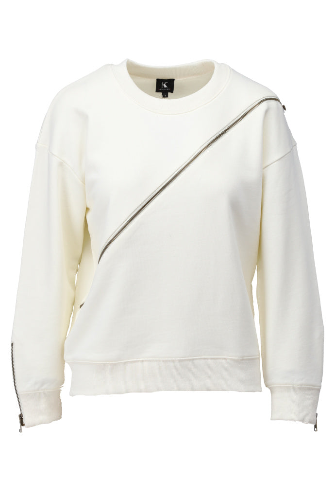 K-design - Pull met ronde hals en ritsen (A805Sweet corn) - What Els!