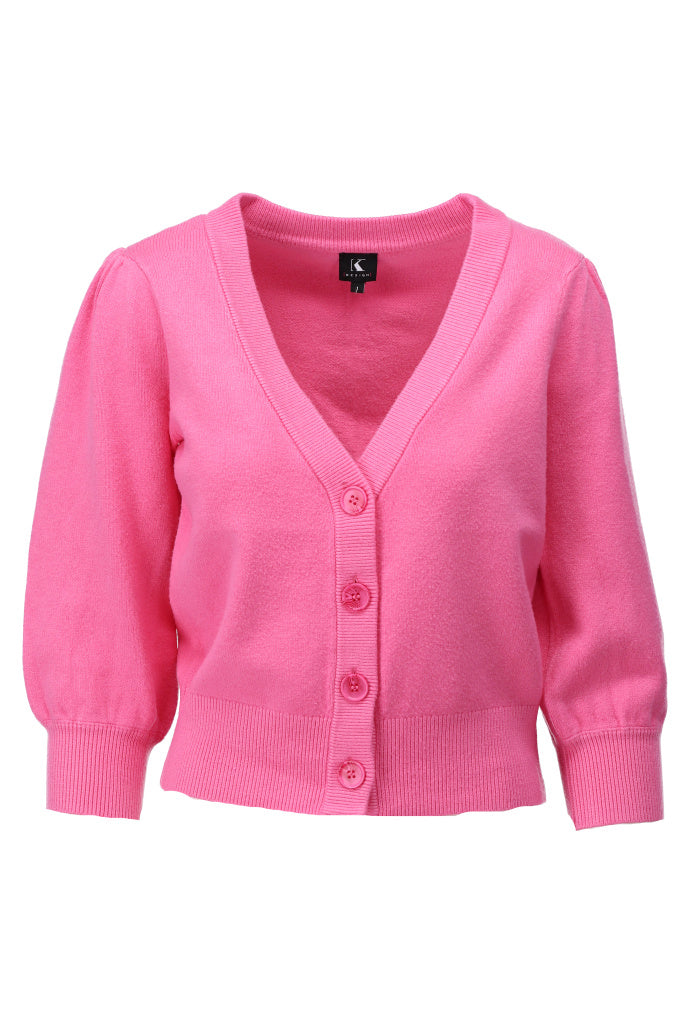 K-design - Cardigan met V-hals (A807Azalea pink) - What Els!