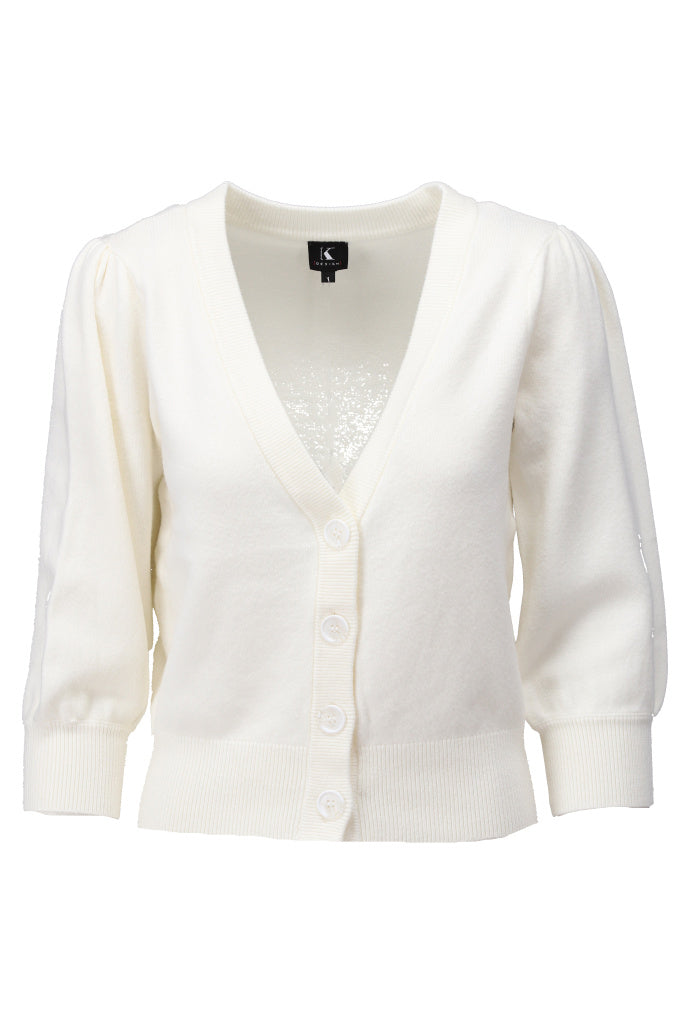 K-design - Cardigan met V-hals (A807Ecru) - What Els!