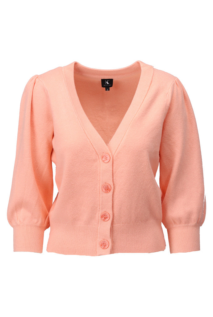 K-design - Cardigan met V-hals (A807Peach nectar) - What Els!