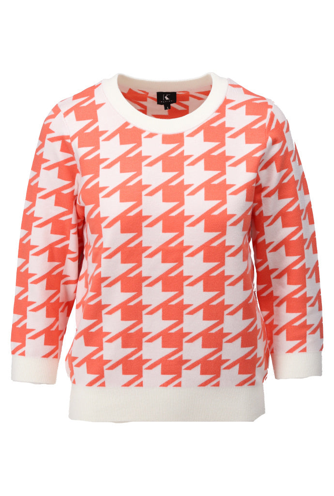 K-design - Pull met ronde hals pied de poule (A811Ecru - emberglow) - What Els!