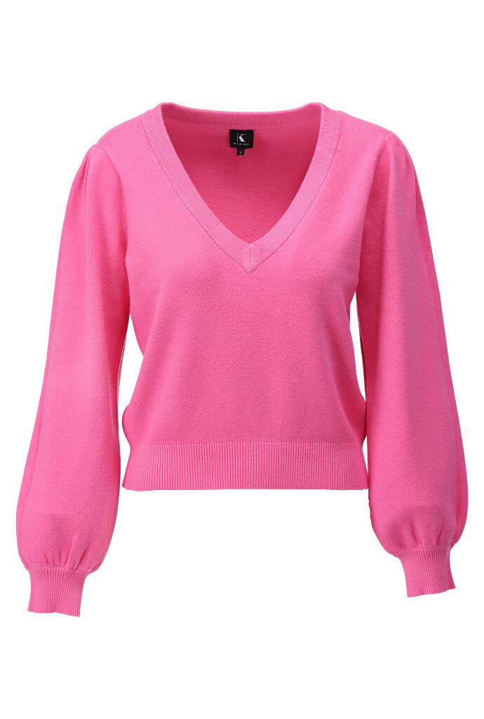 K-design - Pull met V-hals (A812Azalea pink) - What Els!