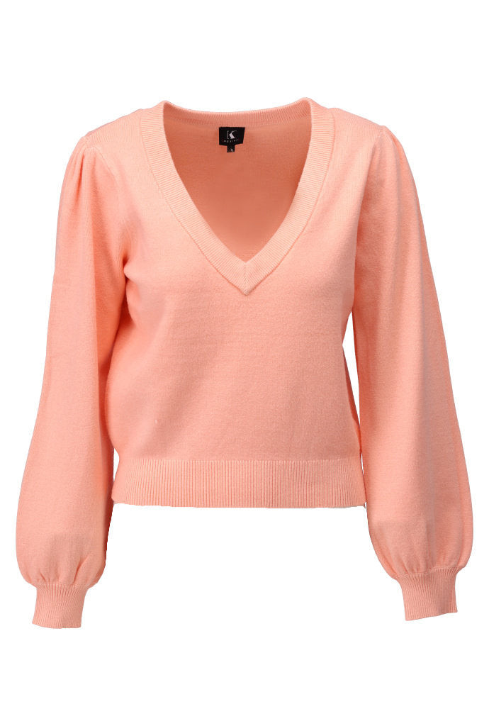 K-design - Pull met V-hals (A812Peach nectar) - What Els!