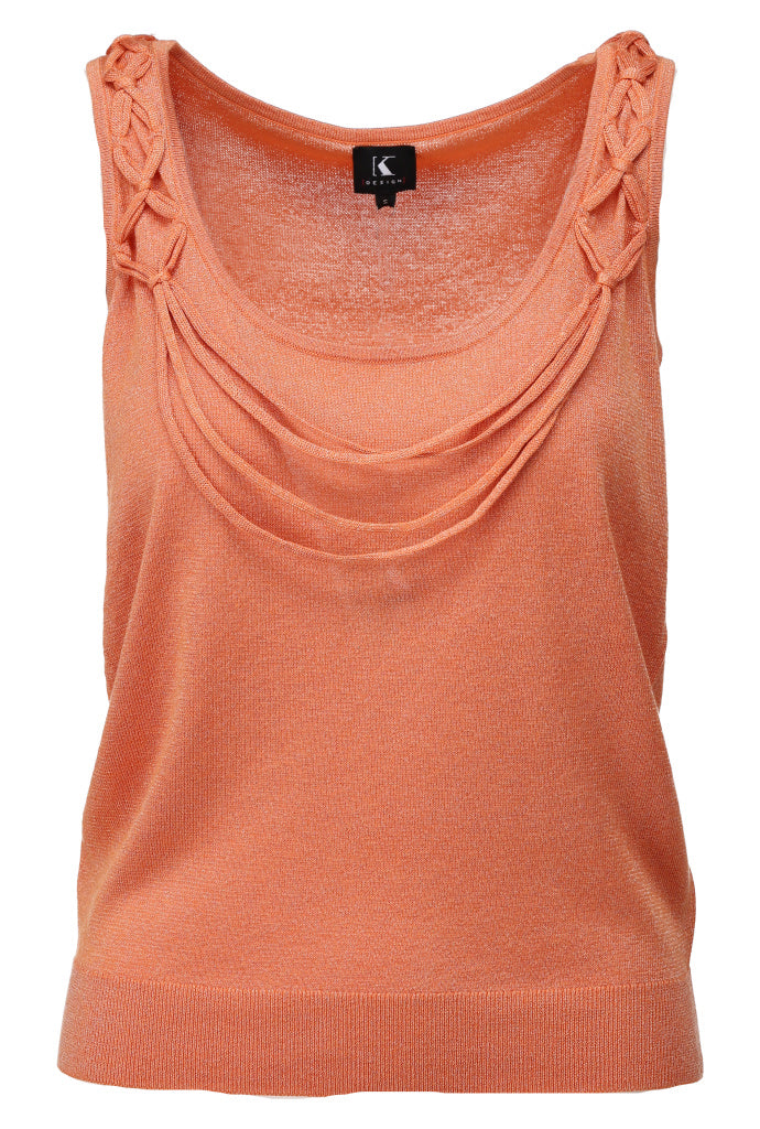 K-design - Mouwloze top (A820Orange lurex) - What Els!
