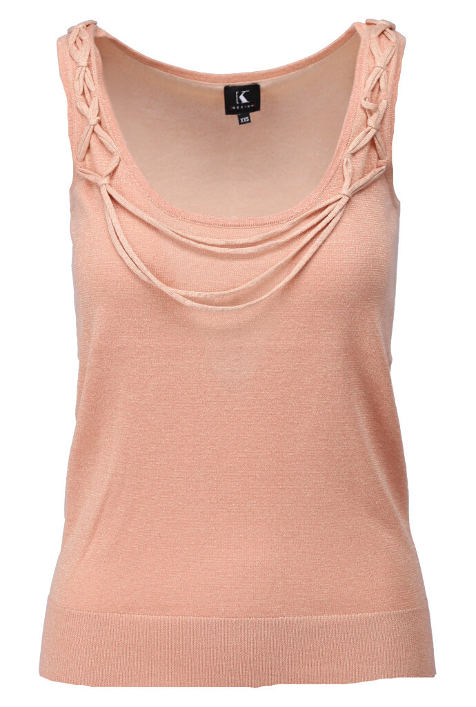 K-design - Mouwloze top (A820Peach lurex) - What Els!