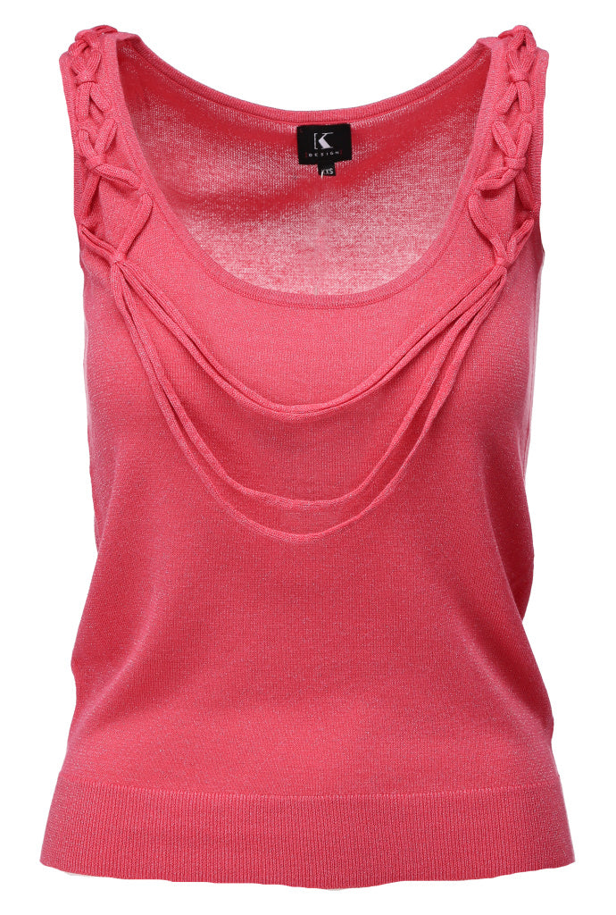 K-design - Mouwloze top (A820Strawberry lurex) - What Els!