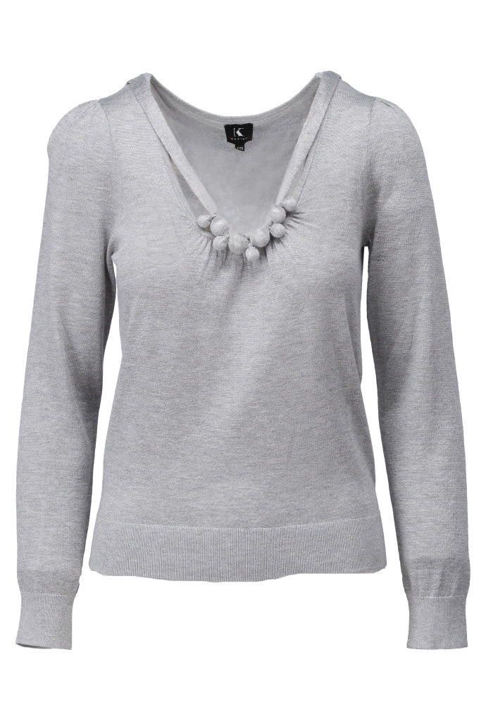 K-design - Pull met U-hals en ketting (A822Silver lurex) - What Els!