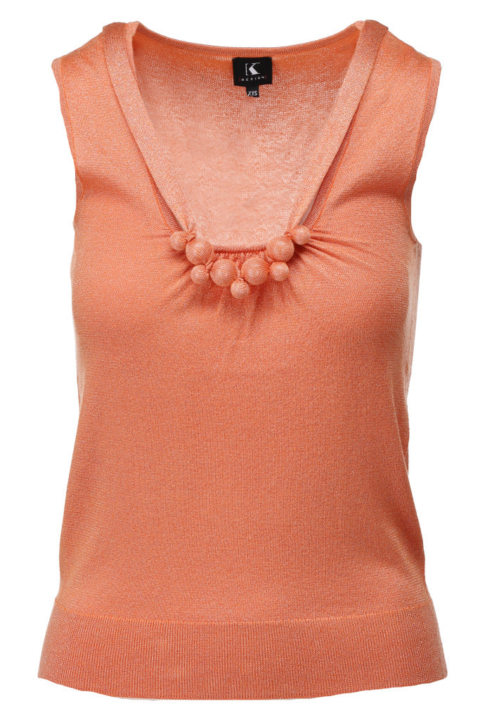 K-design - Top met U-hals en ketting (A823Orange lurex) - What Els!