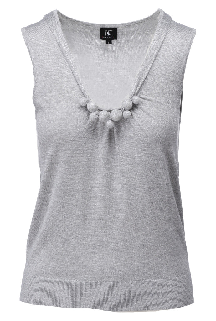 K-design - Top met U-hals en ketting (A823Silver lurex) - What Els!