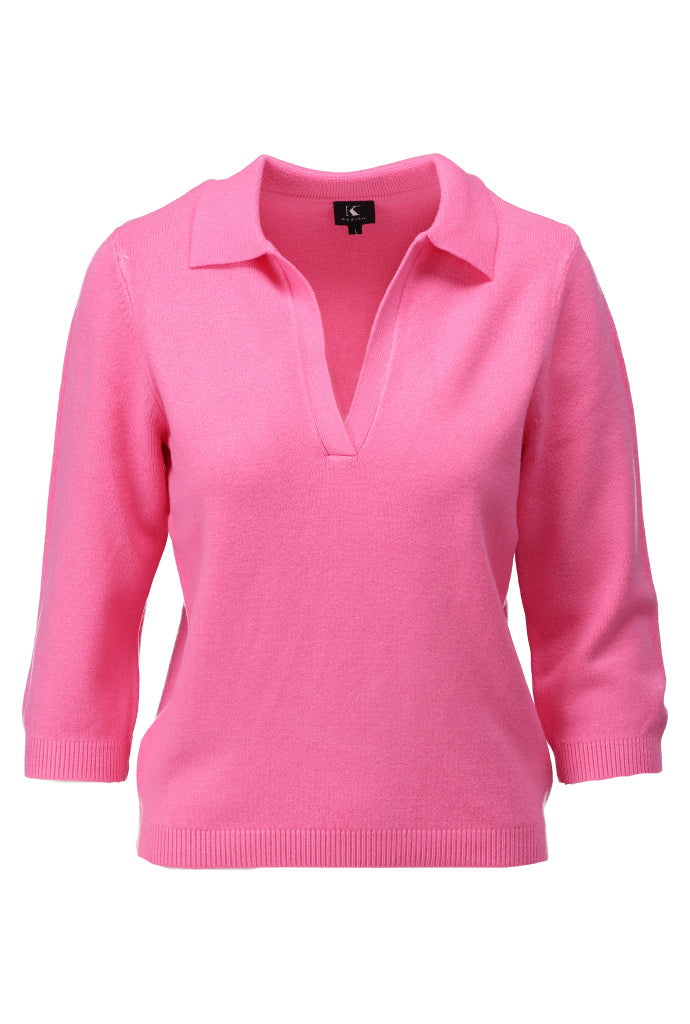K-design - Pull met polo kraag (A828Azalea pink) - What Els!