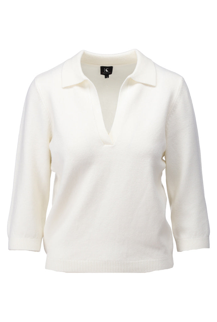 K-design - Pull met polo kraag (A828Ecru) - What Els!