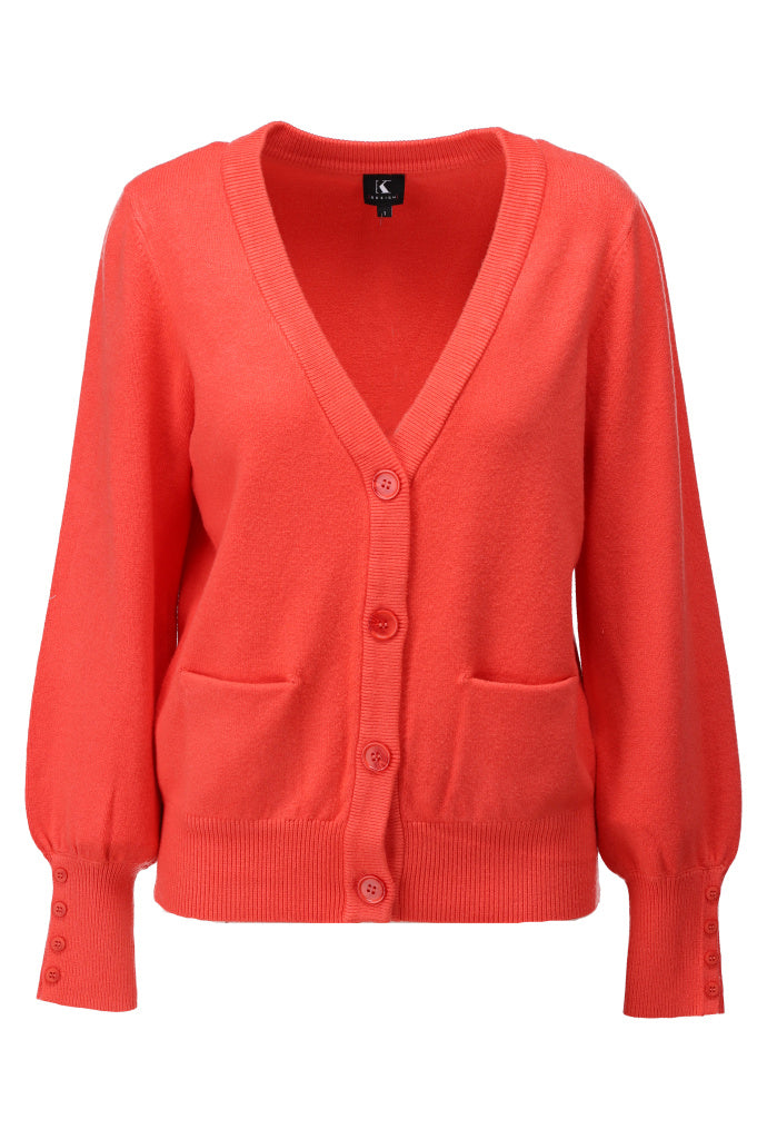 K-design - Cardigan met V-hals en zakjes (A830Emberglow) - What Els!